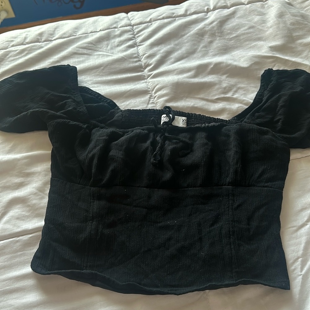 cute semi off the shoulder black top